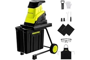 PHLEX PRO PHELEX PRO Wood Chipper Shredder, 1800W Electric Mulcher Shredder with 10Gal Collection Bin 15APM Cut Diameter of 1.7inch, for Mulching, Composting and Yard Cleanup, Green