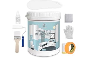 SHANGTIANFENG White Ceramic Tub and Tile Refinishing Kit（32 FL Oz） - Bathtub, Bathroom Wall, Countertop, Sink Paint - Easy to Use, Waterproof, Low Odor, No Toxic (White 50-60 sq.ft)
