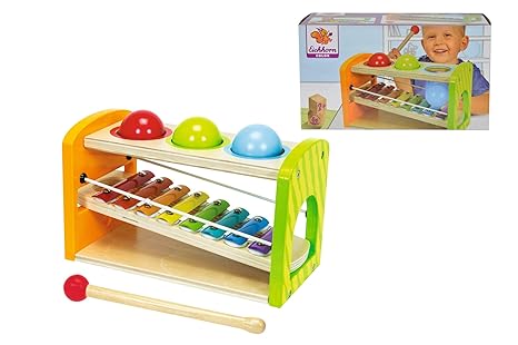 Eichhorn 100002233 - Xylophon Klopfbank, enthält: Klöppel, 8x Noten, 3x Kugeln, 6-tlg., 12,5x25x14cm, Birkenholz