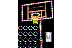 CHARNIOL LED Basketball Hoop Light Set Glow in The Dark Basketball Net with 16 Colors Basketball Rim LED Light, Luminous Outdoor Nylon Hoop Net and Remote Control Basketball Hoop Lights for Pool Sports
