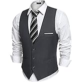 COOFANDY Men's Suit Vest Slim Fit Formal Dress Waistcoat Casual Business Vests for Suit or Tuxedo