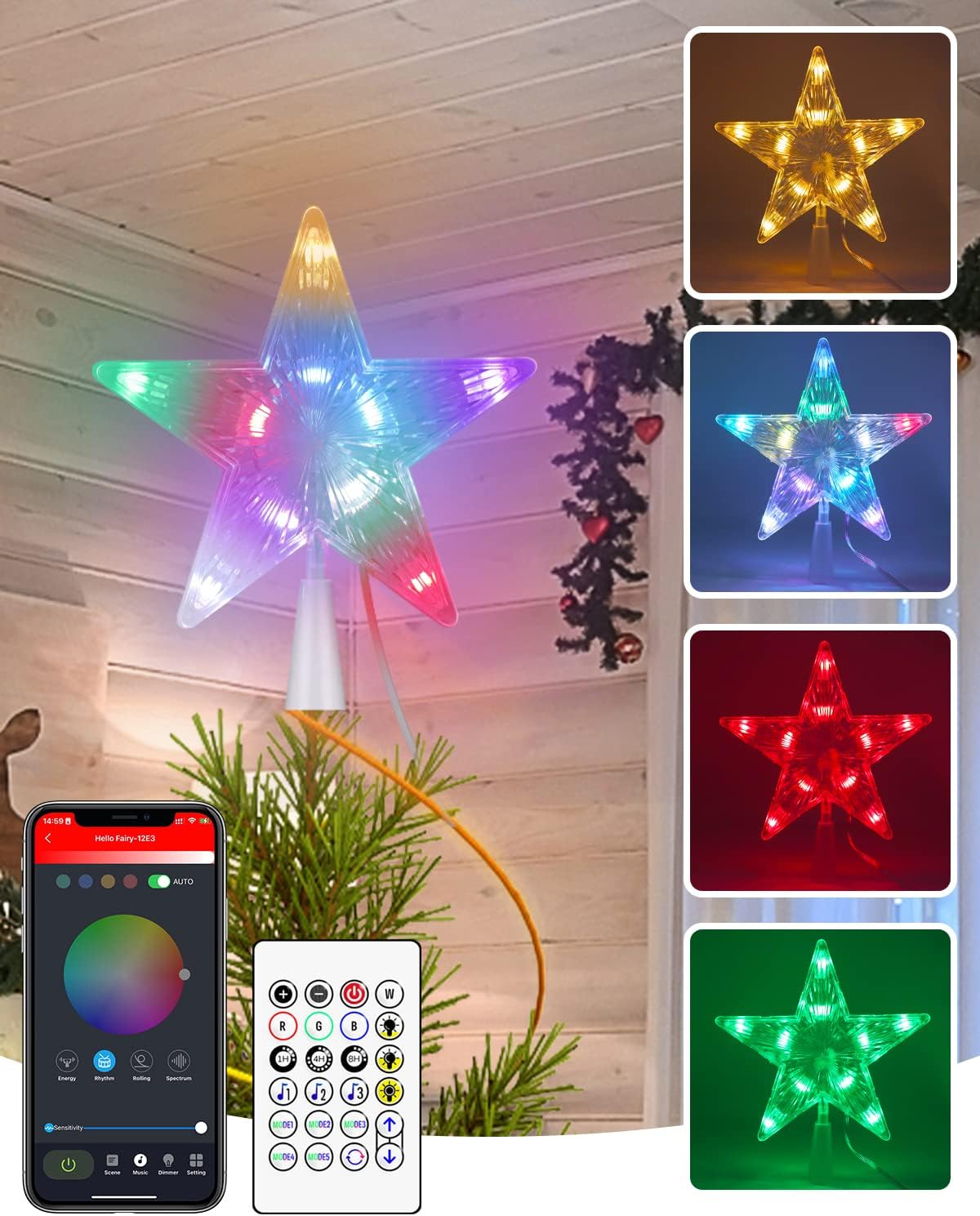 Tree Toppers - Christmas Tree Topper Lighted - Smart App Remote Control 7