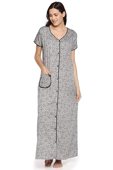 Womens Black Printed Maternity Nightdress