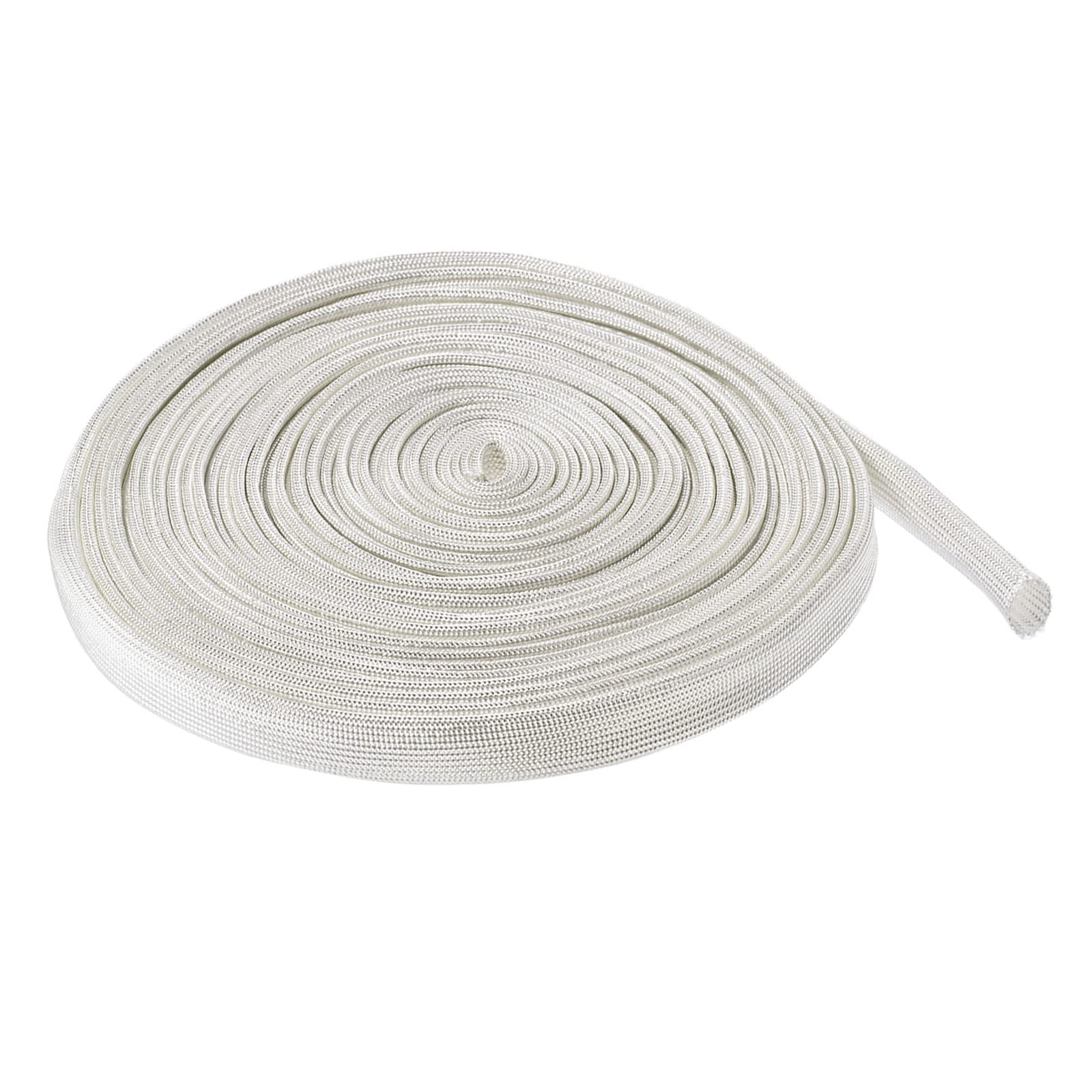 Rebower Fiberglass Sleeve Insulated Cable Protection Tube [for High-Temperature Applications] - 10M-10mm / White