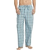 Vulcanodon Men's Cotton Woven Pajama Pants, Soft Lounge Pajama Pants with big pockets for Men Plaid Pj Bottoms