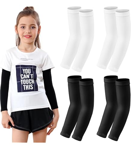 4 Paires De Manchons De Bras Et Jambes De Compression - Garçons Et Filles - Protection UV, Respirants - Pour Sport