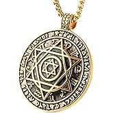 HZMAN Talisman Seal Solomon Six-pointed Star 12 Constellation Pendant stainless steel Necklaces 22+2" Chain