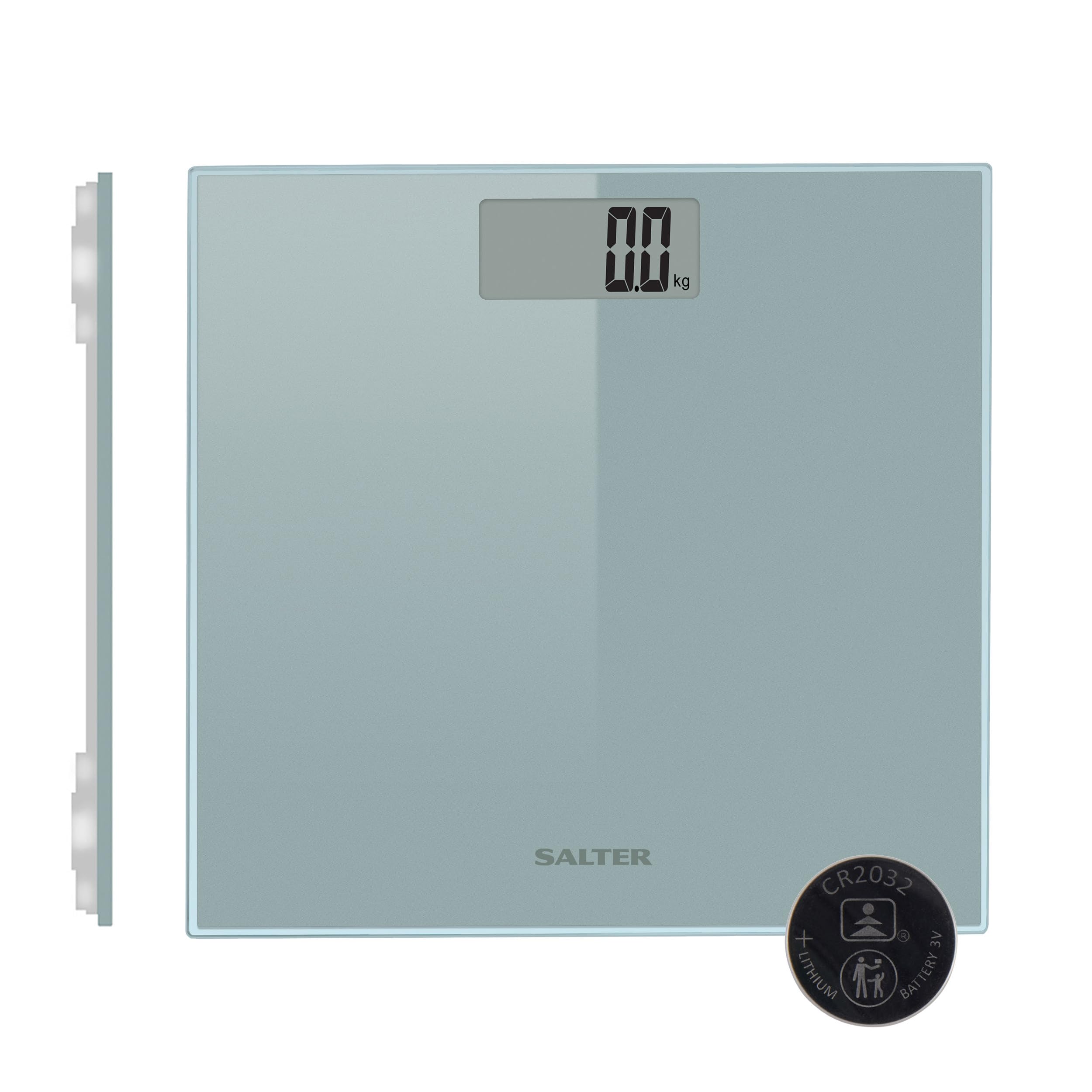 Salter Digital Bathroom Scale - Body Weight Scales for People, Ultimate Accuracy, 180kg, Large Ultra Slim Platform, High Precision, Tap to Start, (Stone/Kgs/Lbs), 1 x CR2032 Battery Included, Silver โ image 1