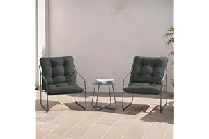 Dovov 3 Pieces Patio Furniture Set, Outdoor Conversation Set with 2 Outdoor Chairs and Coffee Table, Outdoor Furniture for Porch Garden Poolside Balcony Backyard, Grey