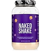 NAKED Shake - Blueberry Muffin Protein Powder - Flavored Plant Based Protein from US & Canadian Farms with MCT Oil, Gluten-Free, Soy-Free, No GMOs or Artificial Sweeteners - 30 Servings