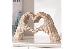 Xmeden Rattan Decor for Living Room Bedroom Bookshelf Coffe Table, Personalized Resin Finger Home Ornament, Boho Wedding Accents, Love Finger Aesthetic Statues for Valentine's Day Gift