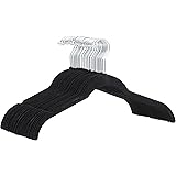 Amazon Basics Slim, Velvet, Non-Slip Shirt Clothes Hangers, Black/Silver - Pack of 30