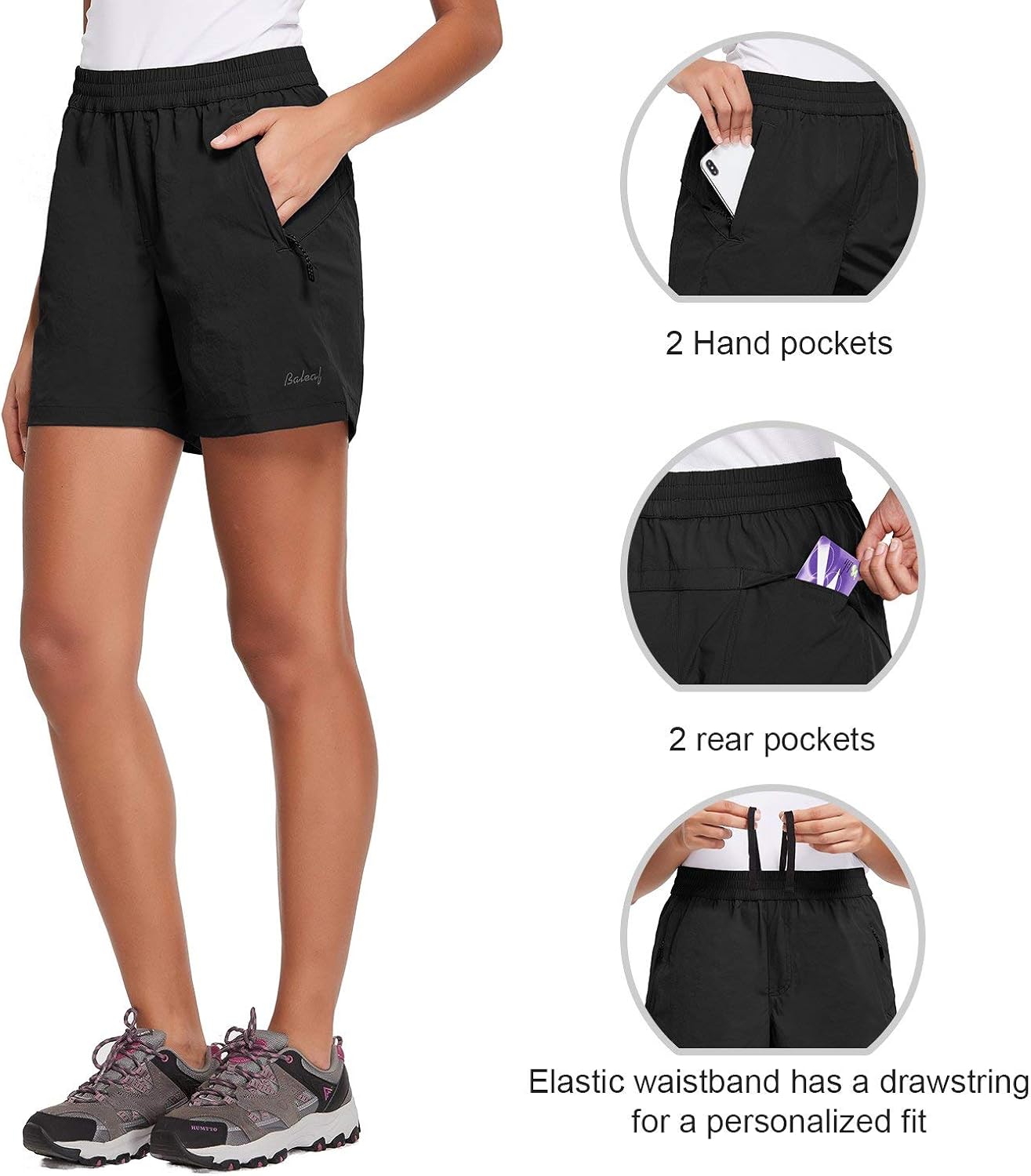 BALEAF Women's 5" Athletic Shorts Quick Dry Lightweight for Hiking, Workout, Running with Zipper Pocket UPF 50+ : Clothing