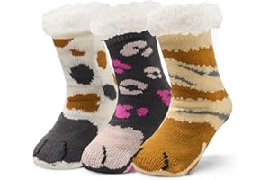 Moon Tree Girls Fuzzy Socks Winter Warm Socks for Kids Girls Thick Thermal Fleece Lined Fluffy Socks for Home 3 Pack