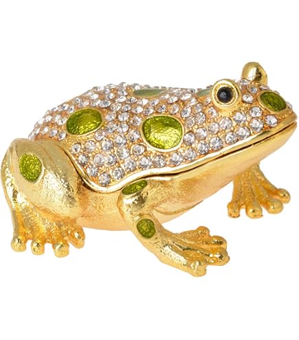 Amazon.com: FJ FENGZHIJIE Trinket Box Hinged Frog Figurine Golden