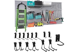 FRAYSCENT Slat Wall Paneling with 15 Slatwall Hooks, 4' x8' Slatwall Panels with Slatwall Accessories, Garage Slatwall PVC Wall Panels Grey Slat Wall Garage Organizer Storage Wall Mounted Slat Board, Mens Gift