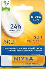 NIVEA Sun Protect Caring Lip Balm SPF50 4.8g Shea Butter UVA UVB view 1