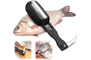 Fish Descaler Tool-2 in 1 Fish Scaler Remover with Knife Fish Scaler Fillet Knife Fish Cleaning Tool with Scaler Container (B