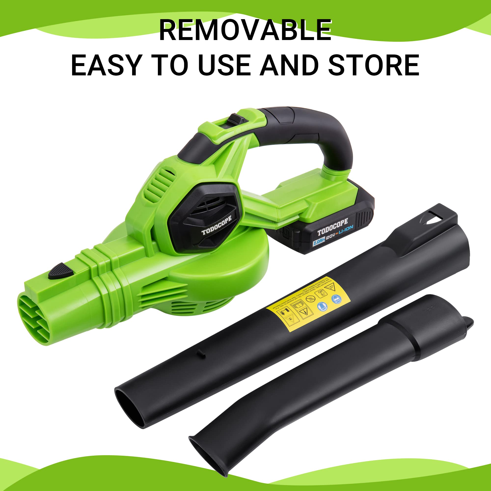 TODOCOPE 20V Cordless Leaf Blower with Battery and Charger