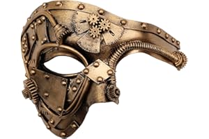 Ubauta Steampunk Cyborg Mask for Halloween: Handcrafted Plastic with Metallic Finis - DIY Repair Strip & Adjustable Fit
