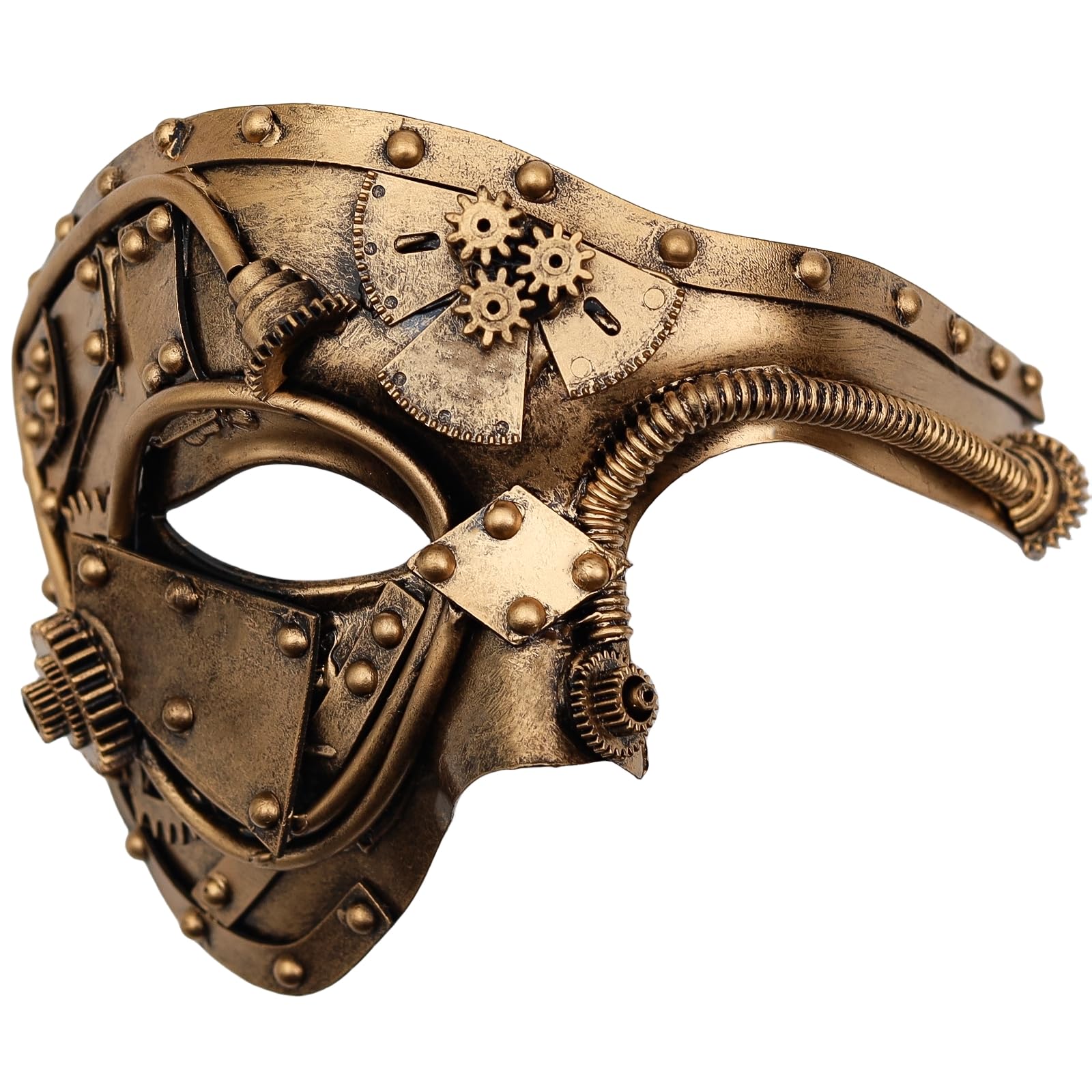 Ubauta Steampunk Metal Cyborg Venetian Mask,Gold Masquerade Mask For Halloween Costume Party/Phantom Of The Opera/Mardi Gras Ball โ image 1