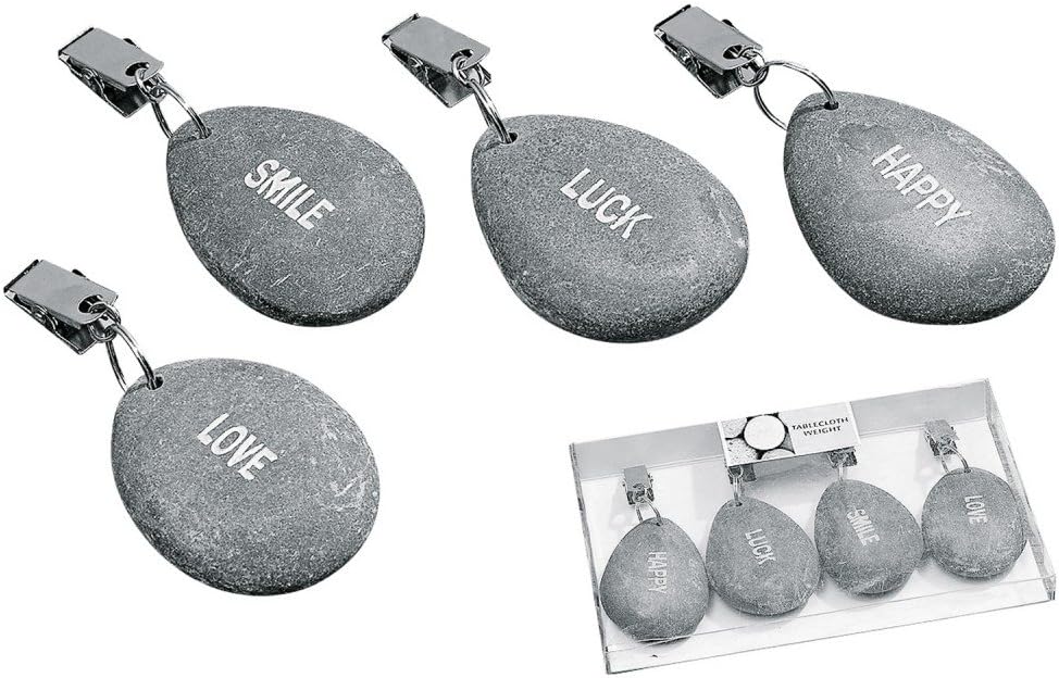 Stone Tablecloth Weights Set of 4, Black, 6x5x5cm