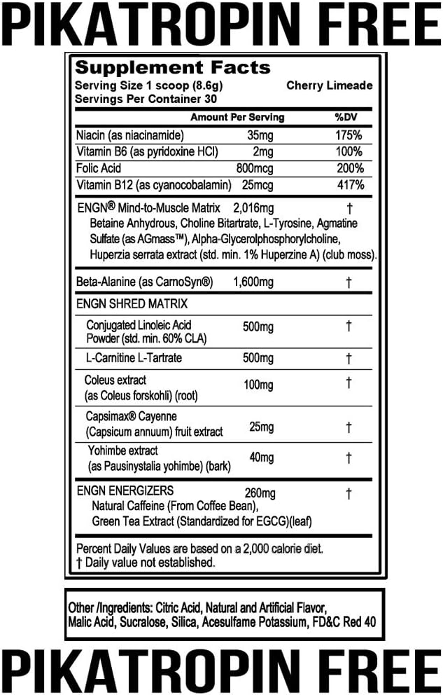 Evlution Nutrition ENGN Shred Pre Workout Thermogenic Fat Burner Powder, Energy, Weight Loss, 30 Servings (Cherry Limeade): Health & Personal Care