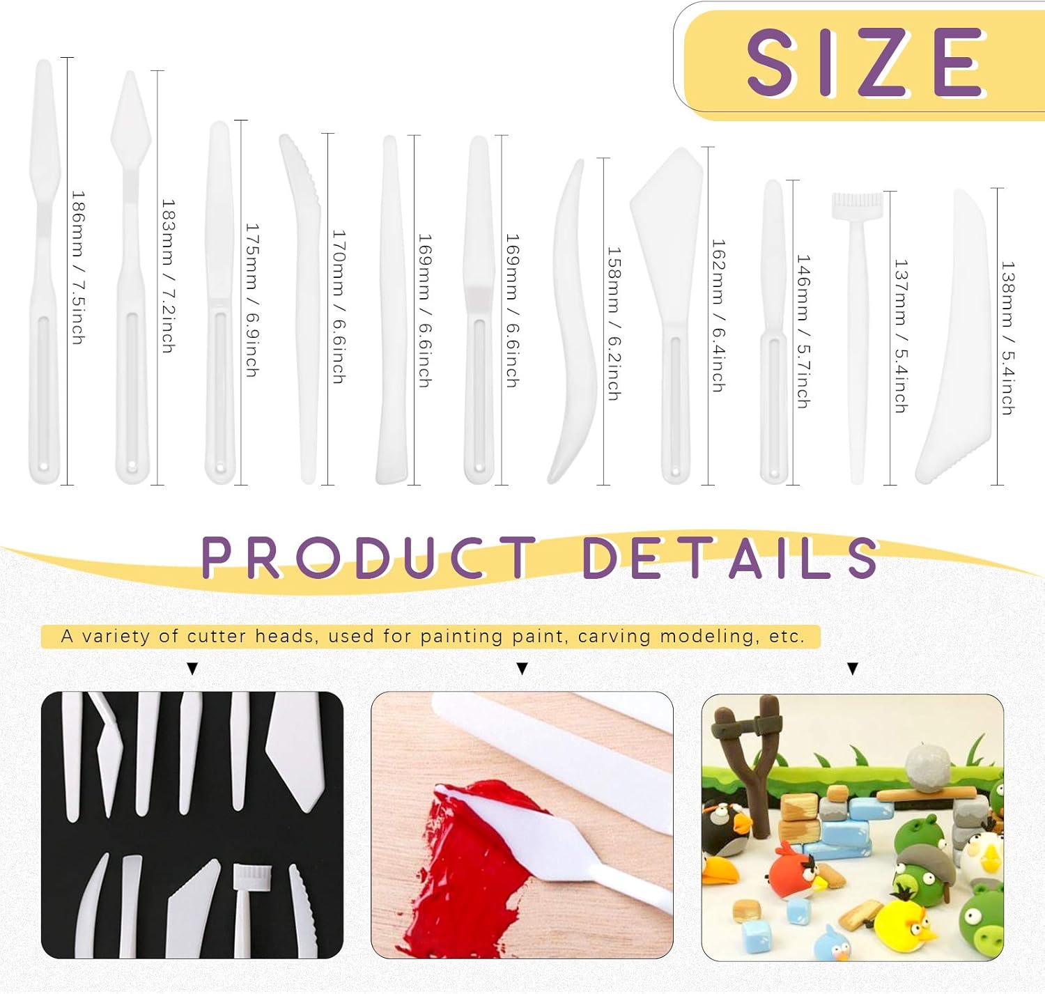 Swpeet 36Pcs Modeling Clay Sculpting Tools Kits, Ball Stylus Tool, Pottery Tools, Rubber Tip Pens, Plastic Clay Tools, Sculpting Kit for Making Modeling Clay Cake Fondant Decoration, Clay, Ceramics