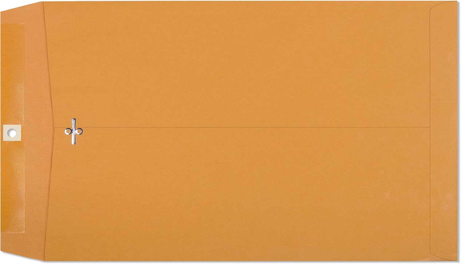 EnDoc 10 x 15 Clasp Envelopes - Brown Kraft Catalog Mailing Gummed Seal Envelope - 28lb Heavyweight 10x15 Inches Manila Envelopes for Home, Office, Business, Legal or School - 100 Pack : Office Products