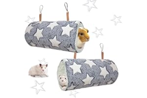 JJMOLLE 2 PCS Ferret Hammock for Cage, Guinea Pig Hammock, Rat Hammock for Cage Accessories, Small Pet Hammock for Chinchilla Squirrel Guinea Pig Bed Hanging Tunnel Hideout