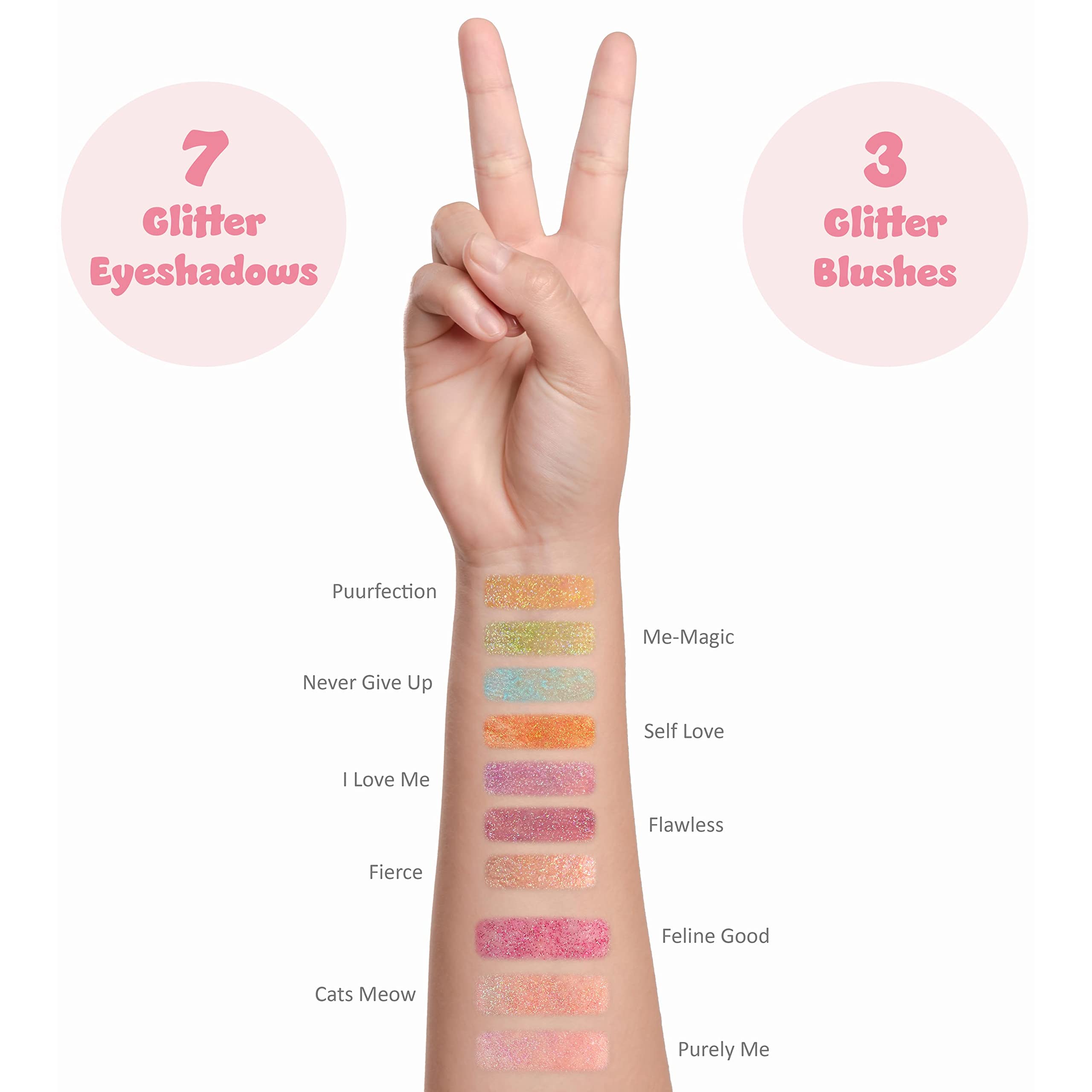 Perfectly Me Glisten & Glitter Makeup Palette 10 Color Eyeshadow Palette & Blush Makeup Novelty Beauty Set, Fold Out Compact with Mirror, Washable, Non-Toxic