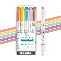 Zebra Pen Mildliner Double Ended Highlighter Set, Broad and Fine Point Tips, Assorted Warm Ink Colors, 5-Pack