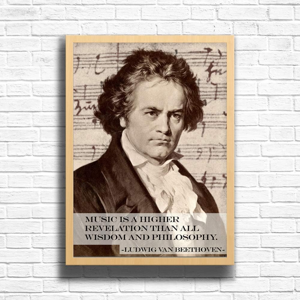 Beethoven Quote Framed Art Print - Genius Quote Series (Oak, A3)