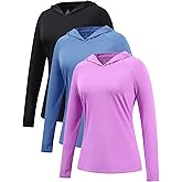 Femdouce 3 Pack UPF 50+ Sun Protection Hoodie for Women Athletic Long Sleeve Hoodie Shirt Lightweight with Thumb Hole
