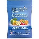 Three Lollies Preggie Pop Drops - 48 Lozenges - Ease Morning Sickness During Pregnancy, Made with Essential Oils &amp; Fruit Extracts - Natural Lozenges for Nausea, Lemon, Tangerine, Raspberry &amp; Apple