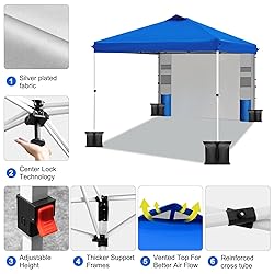 WEIZE 10ft X10ft Pop Up Canopy Tent,One-Button Push