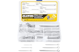 IEAWISL Cotter Pins Assortment Kit, 260Pcs 304 Stainless Steel Split Pin Fastener Clips | Straight Hairpins | Holds Pins or Castle Nuts in Place