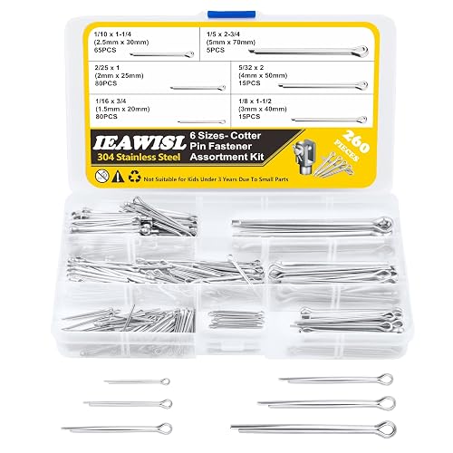Cotter Pins Assortment Kit, 260Pcs 304 Stainless Steel Split Pin ...