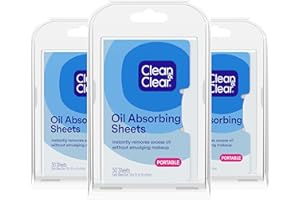 Clean & Clear Essentials Oil Absorbing Sheets, Portable Blotting Papers for Shine Control on the Face & Nose, Blotting Sheets Instantly Remove Excess Oil Without Smudging Makeup, 3 Pack