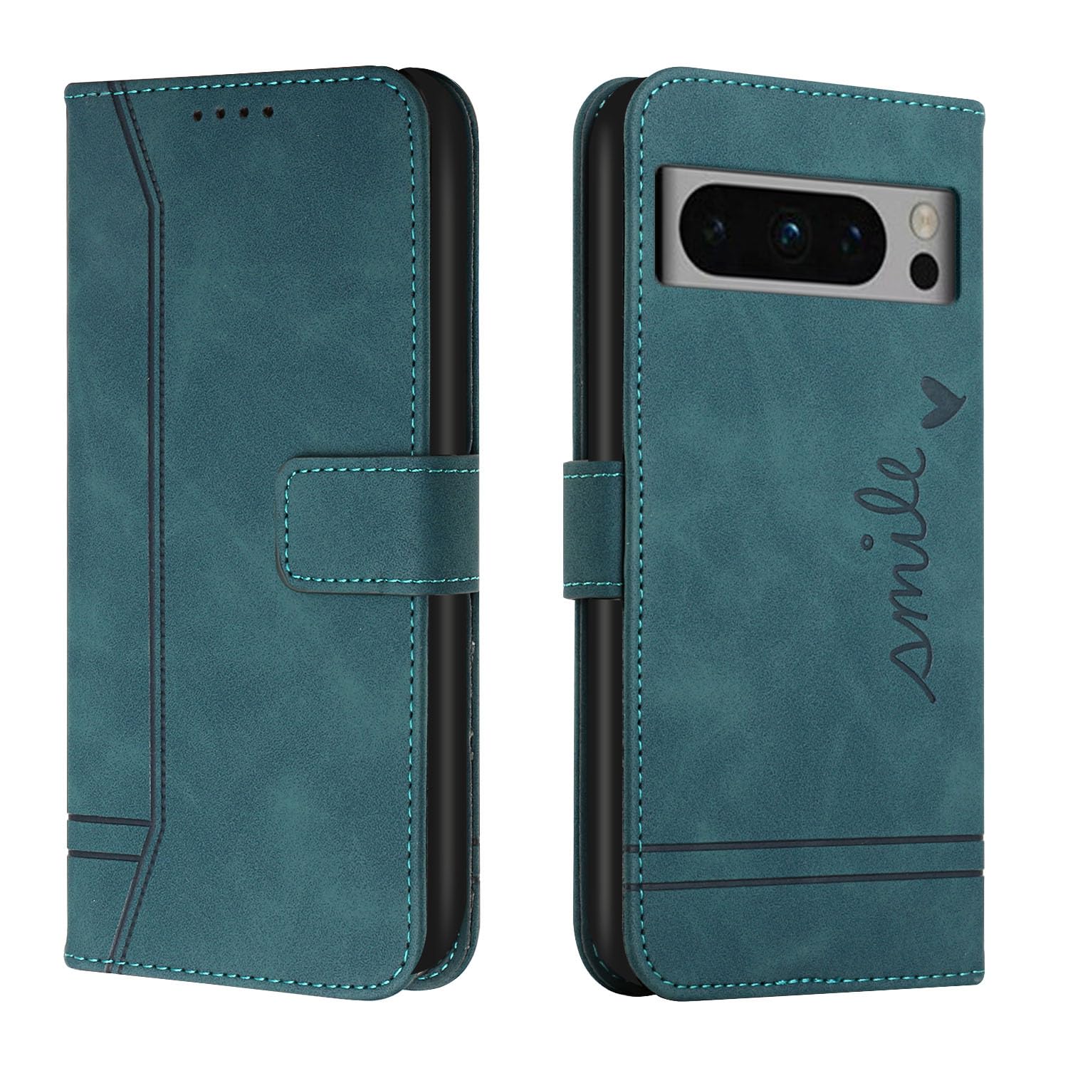 QIWEIQING Compatible for Google Pixel 8 Pro Case, Google Pixel 8 Pro Flip Wallet Leather Case with Card Slot Kickstand Phone Cases Cover for Google Pixel 8 Pro.Green HX