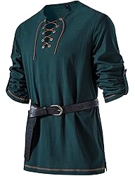 JEMITOP Men's Renaissance Costume Retro Lace Up