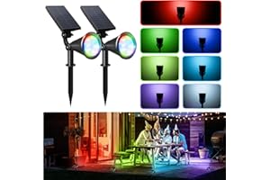 WONYO Multi-Color Solar Spot Lights for Halloween, Upgraded 18 LEDs Solar Outside Lights Waterproof IP65, 7 Color Lighting Modes Outdoor Solar Lights for Yard Tree Garden Driveway,2 Pack