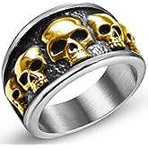 Stainless Steel Cool Skull Rings Gothic Death Skull Skeleton Cocktail Party Biker Statement Retro Vintage Ring