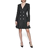 Karl Lagerfeld Womens Embellished Buttons Long Sleeve V Neck Blazer Dress