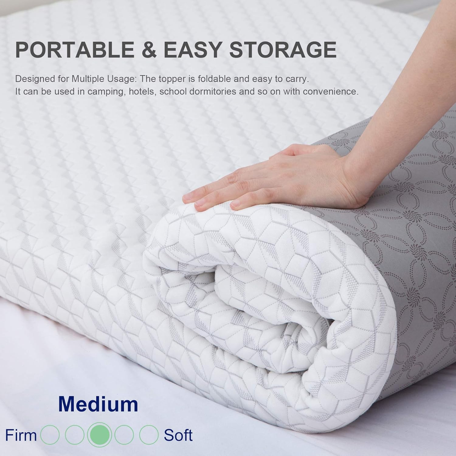 ANONER 3 inch High Density Memory Foam Mattress Topper for Back Pain with Removable&Washable Cover Cool Gel-Infused Mattress Pad for Full Size Bed, Full: Furniture & Decor