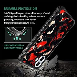 CARLOCA Compatible with iPhone 16 Case, Red Koi
