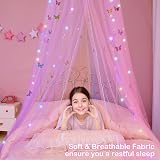 MHJY Bed Canopy for Girls Room with LED Lights Mosquito Net DIY Princess Decor view 5