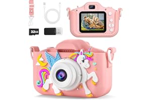 KANAD Kids Camera for 3-12 Year Old Girls, 1080P HD Digital Camera with 32GB SD Card, Shockproof & Easy-to-Use Toys for Camera, Christmas Stuffers Gifts for Kids, Encourage Creativity & Outdoor Play