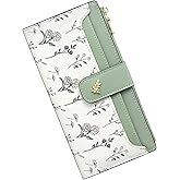 BAYITIONE Womens Wallet Leather Long Bifold Zipper Slim Flower Wallet for Women Coin Clutch Purse with ID Window