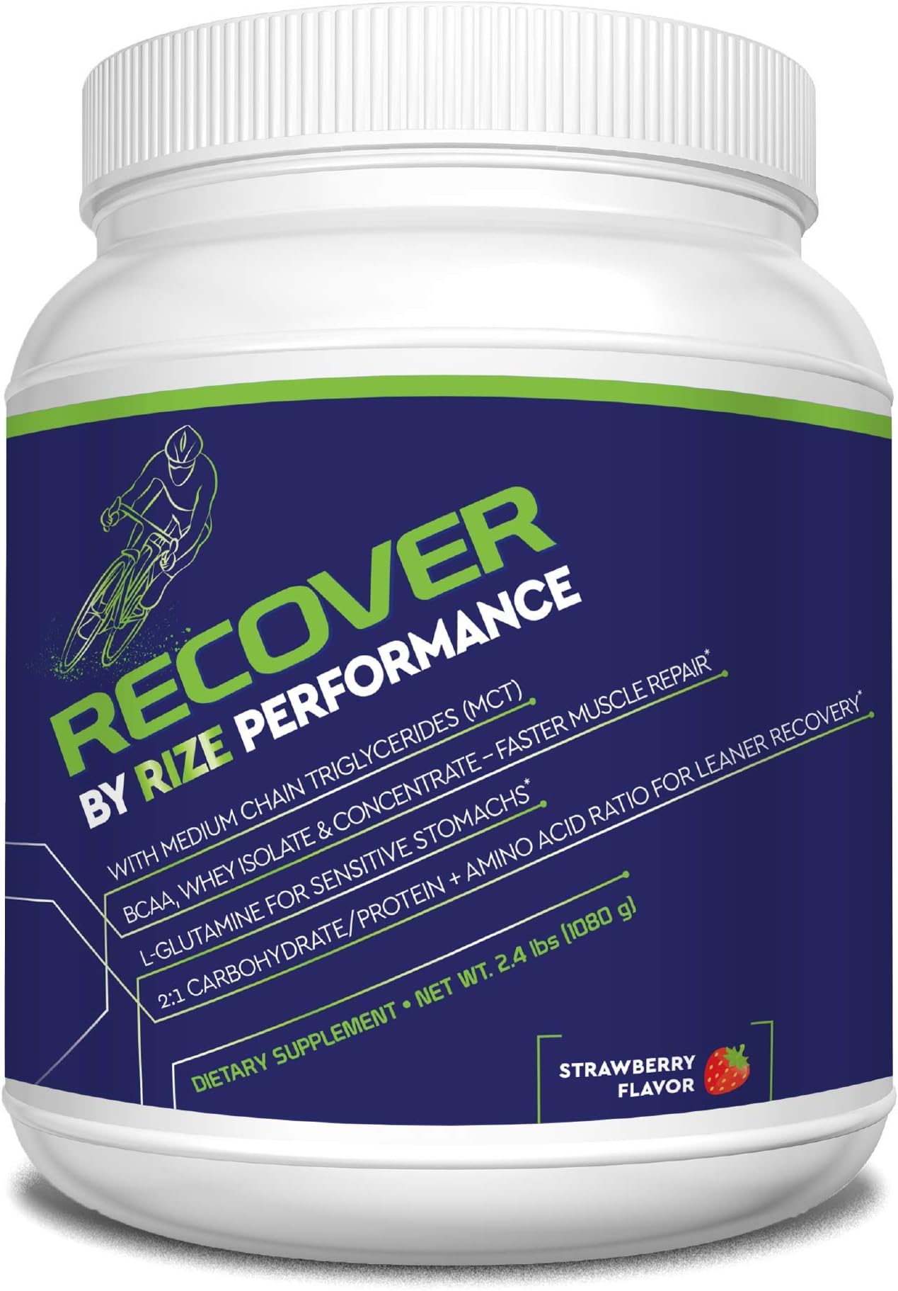 Rize BCAA MCT Recovery Powder for Cyclists, Runners, and Athletes - All Natural Post Workout Muscle Recovery Supplement - Strawberry 2.4 lbs